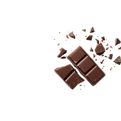 Chocolate bar with a corner broken off. png, transparent background.