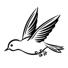 Obraz premium Simple outline icon of a bird in vector, versatile for nature-themed designs.