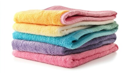 Isolated pile of pet toilet diapers on a white background featuring absorbent towels designed for animals