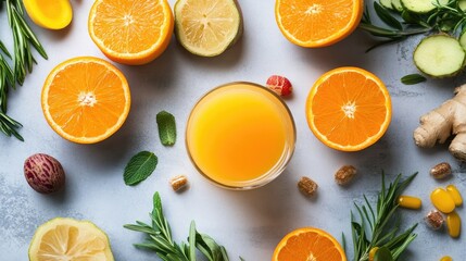 Healthy vitamin drink ingredients for immunity boosting and detoxification
