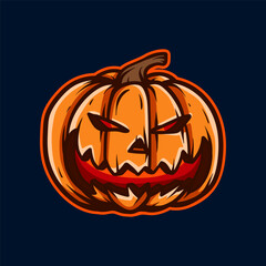 halloween pumpkin scary face art style sketch classic vintage design illustration