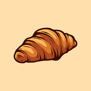 recommend clip art: croissant line art style sketch classic vintage design illustration