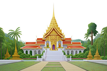 Obraz premium PNG Thai temple architecture building outdoors.