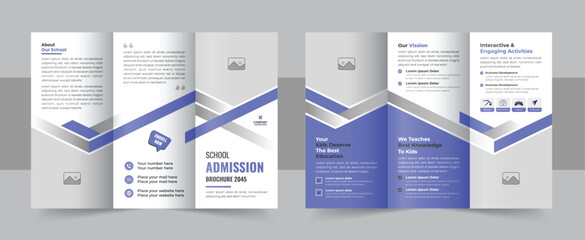 Modern school trifold brochure design layout, playful trifold kids brochure design template vector