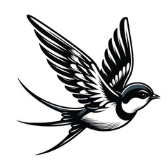 Obraz premium Elegant Swallow Bird in Flight Vintage Illustration