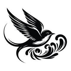 Fototapeta premium Elegant Black and White Swallow Bird Illustration Vector Art Graphic Design