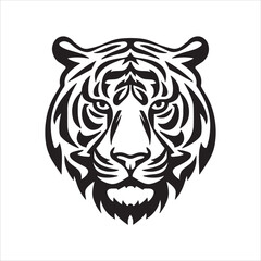 Tiger head silhouette. monochrome vector