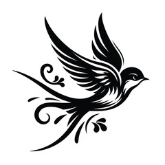Fototapeta premium Elegant Black and White Swallow Bird Illustration Vector Art Design