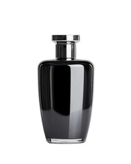 A tall, black bottle with a silver top