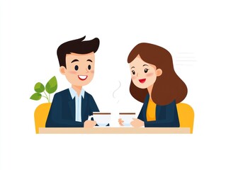 Obraz premium A cozy office with a financial advisor and a businesswoman discussing various loan options over coffee