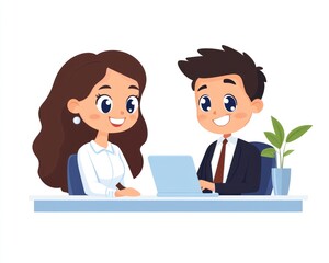 Fototapeta premium A modern office with a bank manager explaining loan eligibility to a small business owner