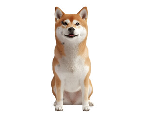 Shiba Inu performing a trick, sitting and waiting for a treat