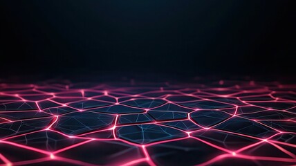 A vibrant digital landscape featuring interconnected nodes and lines, glowing in shades of pink against a dark background, evoking a futuristic atmosphere.