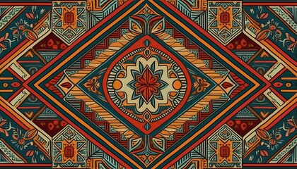 Indian beautiful tribal art seamless pattern carpet