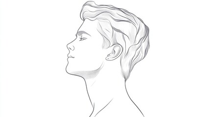 Cartoon style line art depiction of a male figure on a plain white backdrop