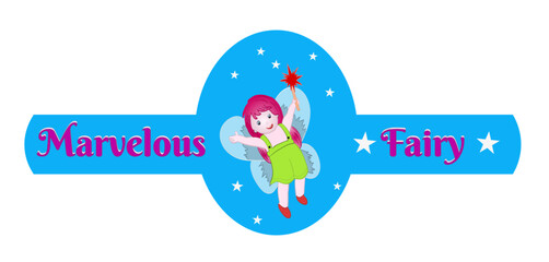 Marvelous fairy with magic wand in her hand. Icon vector illustration isolated on white.