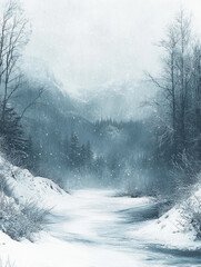 Winter-themed background with soft, snowy textures and a blank copy space for text