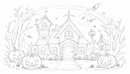 Obraz premium illustration of a Halloween night with moon and pumpkin background