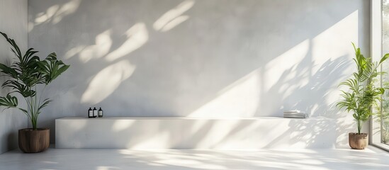 Minimalist Interior with Natural Light and Green Plants in Modern Living Space