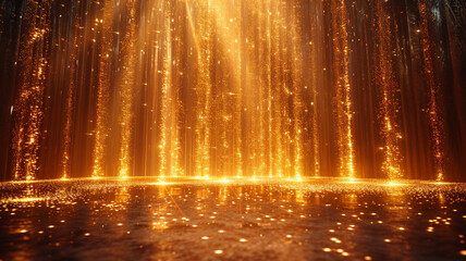 Beautiful glowing gold background with sparkles closeup