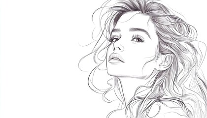 Line art illustration of a beautiful girl sketch