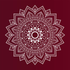 Outline simple flower mandala template on coloring background. Ornaments, Islamic and religion mandala pattern. 