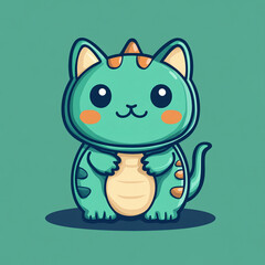 cute cat cartoon design mascot, kitten wearing a dinosaur costume