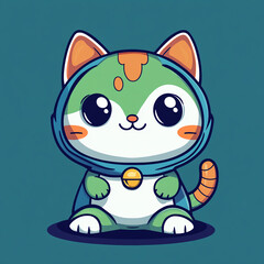 Fototapeta premium cute cat cartoon design mascot, kitten wearing a dinosaur costume