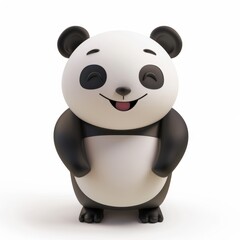 Naklejka premium Cute, funny panda in 3D style on a white background 