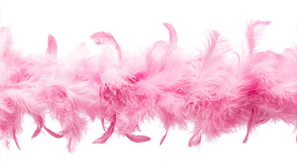 Fototapeta premium Pink feather boa isolated on white background, party isolated png like style.. Isolated on white background png like style. Created using Generative AI Technology 
