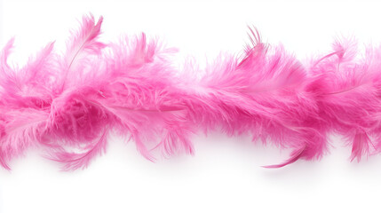 Obraz premium Pink feather boa isolated on white background, party isolated png like style.. Isolated on white background png like style. Created using Generative AI Technology 