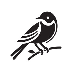 Cute black and white bird silhouettes, vector elements for design, birds icon set, animal vector.