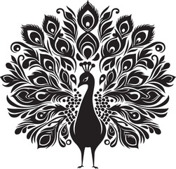 Peacock bird vector silhouette, Peacock bird icon vector art illustration.