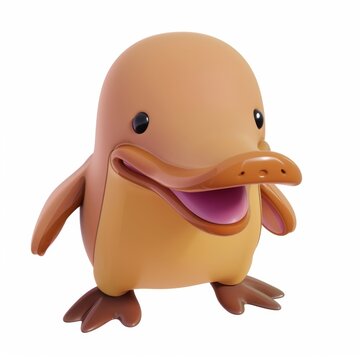 recommend clip art: Cute, funny  platypus in 3D style on a white background
                    
