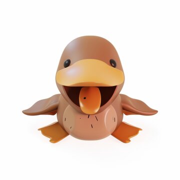 recommend clip art: Cute, funny  platypus in 3D style on a white background
                    
