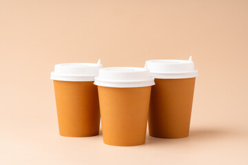 Paper cups stacked on a neutral background for a visually appealing display