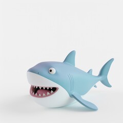 Cute, funny  shark in 3D style on a white background
