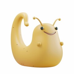Cute, funny slug  in 3D style on a white background
