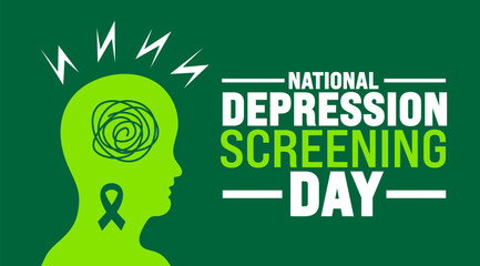 National Depression Screening Day background or banner design template is observed every year in October. Holiday concept. Template for card, poster, placard, template. eps 10