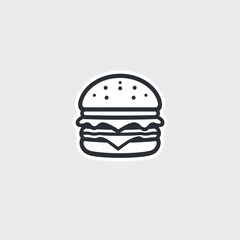 Simple line drawing of a burger with lettuce and cheese on a light background