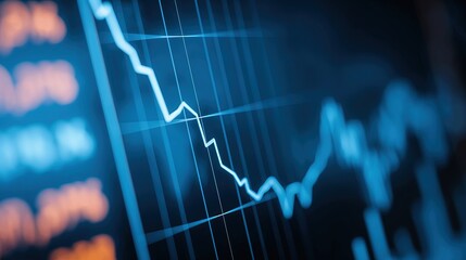 A close-up of a digital screen displaying a downward-trending line graph