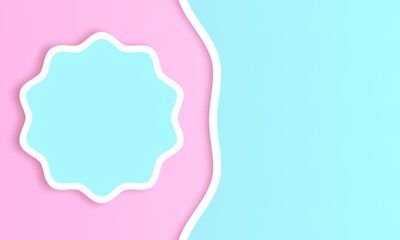 sky blue background with wavy lines on pastel pink. advertisment banner template, web header. playful design for kids, young and girls. Starburst Design. Minimalist Pink and Blue Geometric Art
