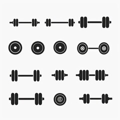 Dumbbell icon, gym equipment, weightlifting symbol, bodybuilding minimal flat logo, dumbbell sport