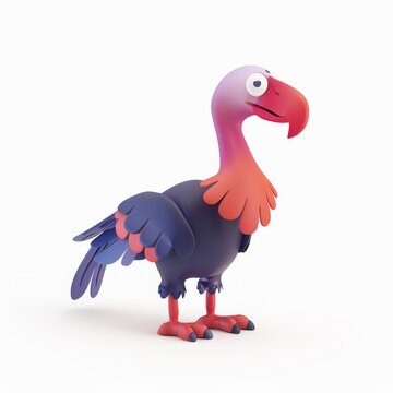 recommend clip art: Cute, funny  vulture in 3D style on a white background
                    