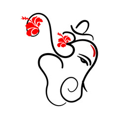 lord ganesha face with om and flower