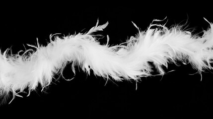 Obraz premium White feather boa isolated on black background, party isolated png like style.. Isolated on black background png like style. Created using Generative AI Technology 