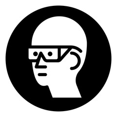 ISO mandatory safety signs_eye protection required_symbol and pictogram only_black and white edition	
