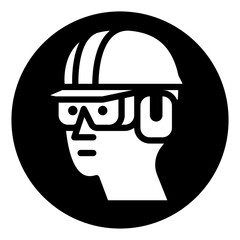 ISO mandatory safety signs_wear head eye ear protection_symbol and pictogram only_black and white edition	
