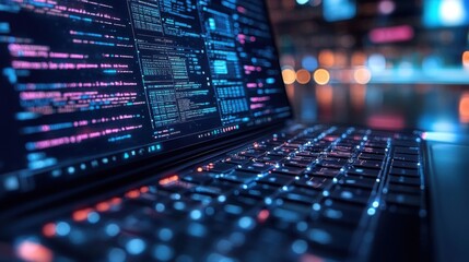 Open the laptop to show the digital business plan mode. Doing business, analyzing marketing, managing management are technologies that help people use them more easily.