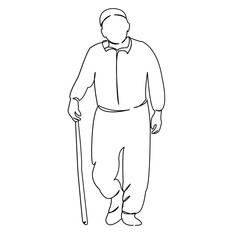 One continuous single drawing line art flat doodle old, elderly, senior, people, adult, man, female. Isolated image hand draw contour on a white background
